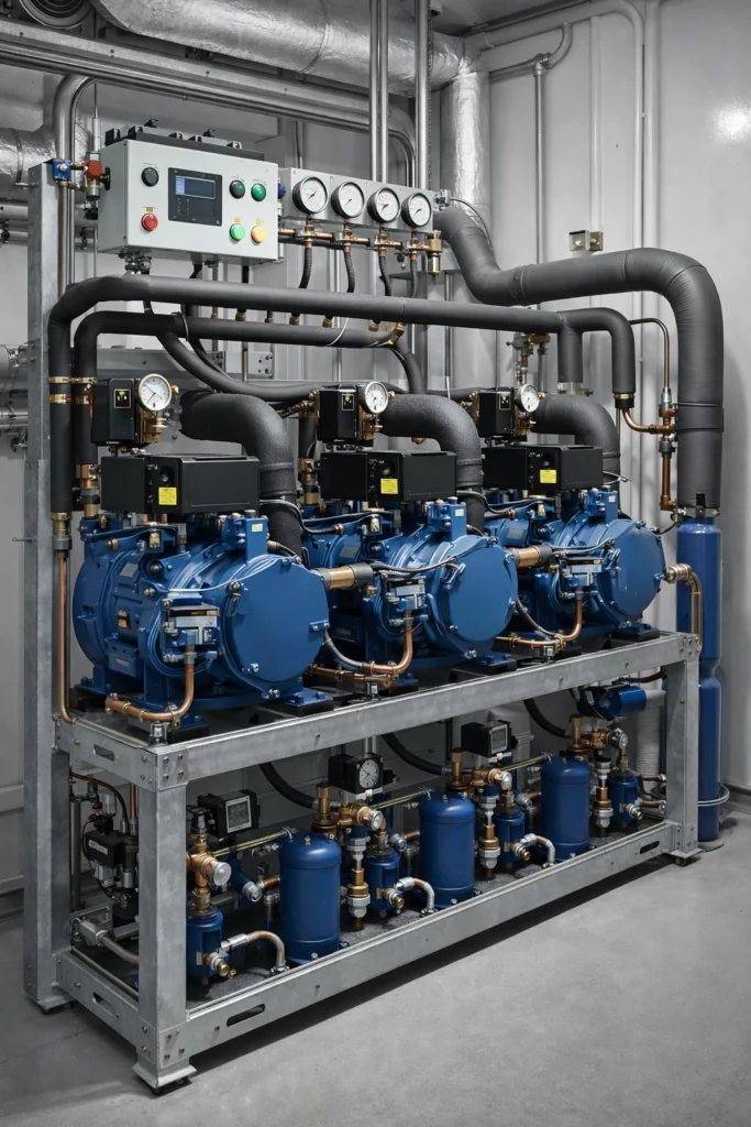 refrigeration compressor setup